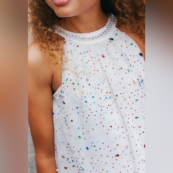 Lola + the Boys Girls Rainbow Crystal Gem Dress - Size 4 - Picture 15 of 16